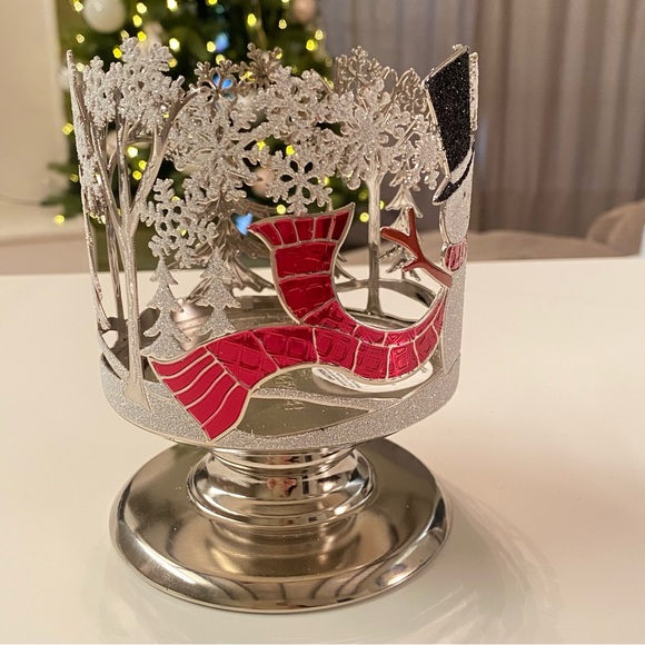 Bath & Body Works Christmas Snowman  3 Wick Pedestal Candle Holder - Picture 2 of 4